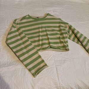 Papermoon Green and White Striped Top